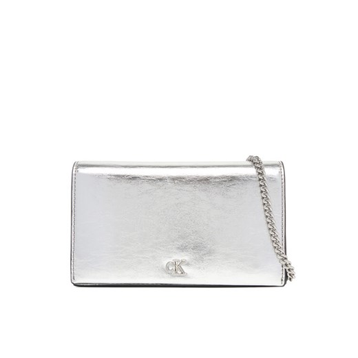 Calvin Klein Torebka Ck Metallic Wallet On Chain LV04F3320G Srebrny ze sklepu MODIVO w kategorii Kopertówki - zdjęcie 187379398