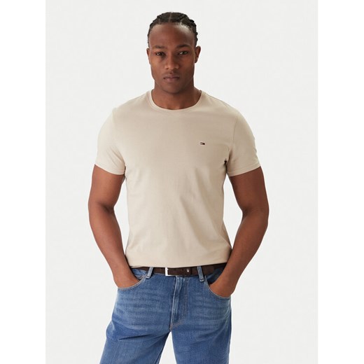 Tommy Jeans T-Shirt DM0DM04411 Beżowy Slim Fit ze sklepu MODIVO w kategorii T-shirty męskie - zdjęcie 187379409