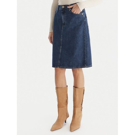 Tommy Hilfiger Spódnica jeansowa WW0WW45666 Granatowy Straight Fit ze sklepu MODIVO w kategorii Spódnice - zdjęcie 187379416