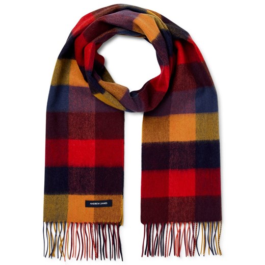 Andrew James Męski wełniany szalik Mężczyźni Wełna czerwony w kratkę ze sklepu vangraaf w kategorii Szaliki męskie - zdjęcie 187380139