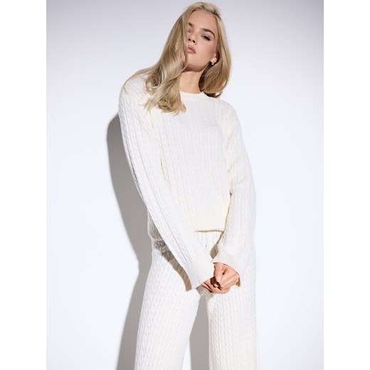 Mohito - Sweter z warkoczowym splotem - kremowy Mohito L Mohito