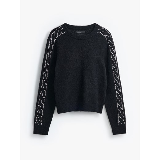 Mohito - Czarny sweter z wełną alpaki - czarny ze sklepu Mohito w kategorii Swetry damskie - zdjęcie 187380528