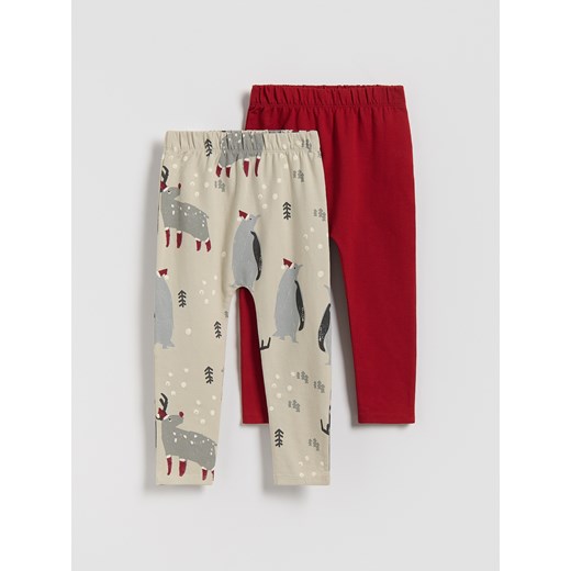 Reserved - Bawełniane legginsy 2 pack - beżowy ze sklepu Reserved w kategorii Spodnie chłopięce - zdjęcie 187380677