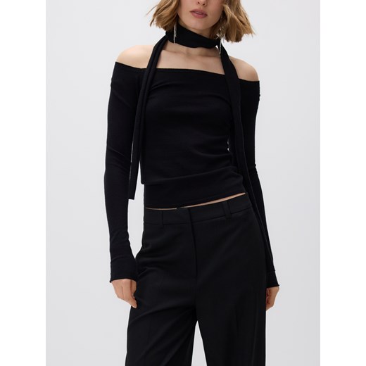 Reserved - Sweter z szalem - czarny ze sklepu Reserved w kategorii Bluzki damskie - zdjęcie 187380817