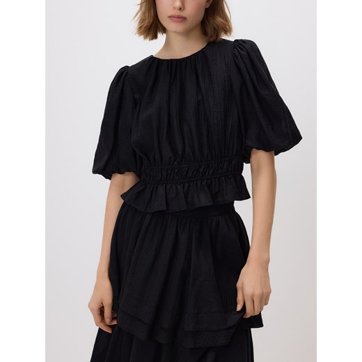 Reserved - Bluzka z bufkami - czarny ze sklepu Reserved w kategorii Bluzki damskie - zdjęcie 187380869
