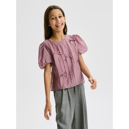 Reserved - Bluzka z kokardkami - jasnofioletowy ze sklepu Reserved w kategorii Bluzki dziewczęce - zdjęcie 187381036