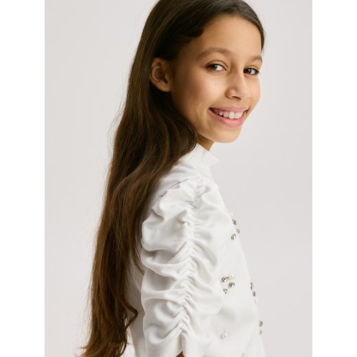 Reserved - Elegancka bluzka z wiskozy - złamana biel ze sklepu Reserved w kategorii Bluzki dziewczęce - zdjęcie 187381078