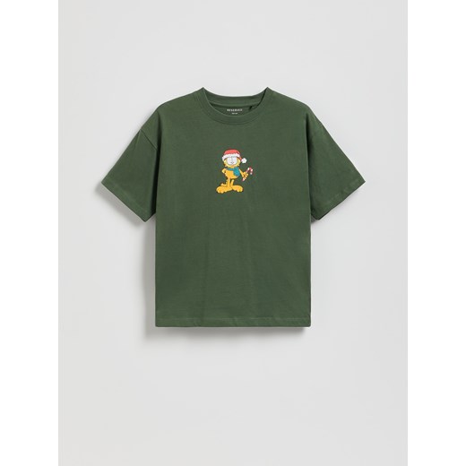 Reserved - T-shirt Garfield - ciemnozielony ze sklepu Reserved w kategorii T-shirty chłopięce - zdjęcie 187381396