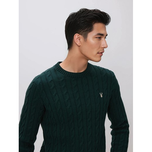 Reserved - Sweter ze świątecznym wzorem - ciemnozielony ze sklepu Reserved w kategorii Swetry męskie - zdjęcie 187381457