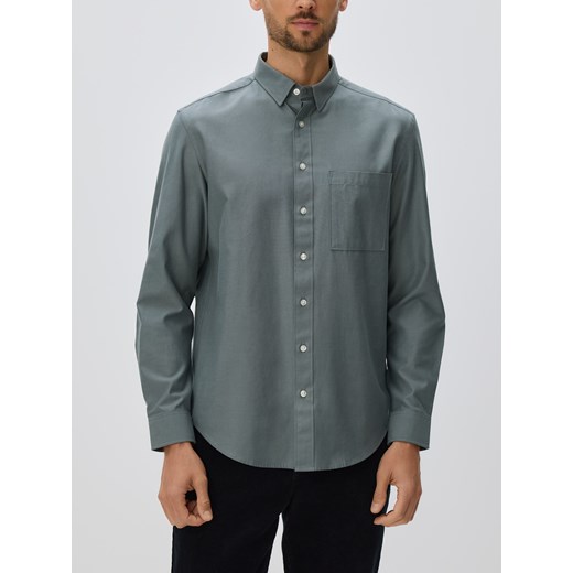 Reserved - Koszula regular fit z lyocellem - oliwkowy ze sklepu Reserved w kategorii Koszule męskie - zdjęcie 187381497