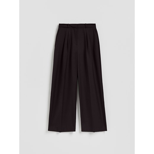Reserved - Szerokie spodnie z wełną - bordowy ze sklepu Reserved w kategorii Spodnie damskie - zdjęcie 187381535