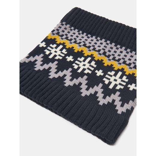 Sinsay - Komin prążkowany ze wzorem - granatowy Sinsay M Sinsay