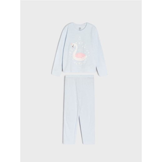 Sinsay - Bawełniana piżama dwuczęściowa z nadrukiem - błękitny ze sklepu Sinsay w kategorii Piżamy dziecięce - zdjęcie 187382205