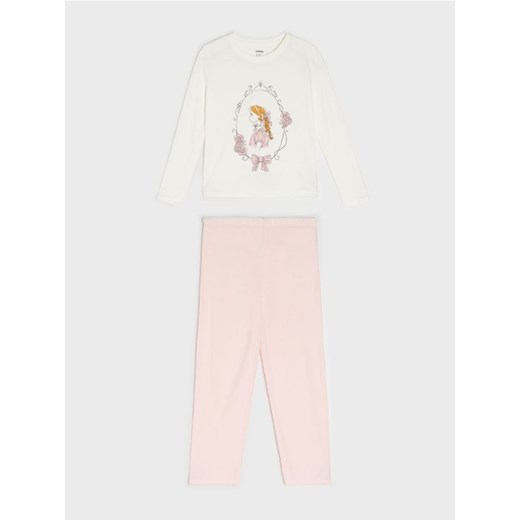 Sinsay - Bawełniana piżama dwuczęściowa z nadrukiem - kremowy ze sklepu Sinsay w kategorii Piżamy dziecięce - zdjęcie 187382206