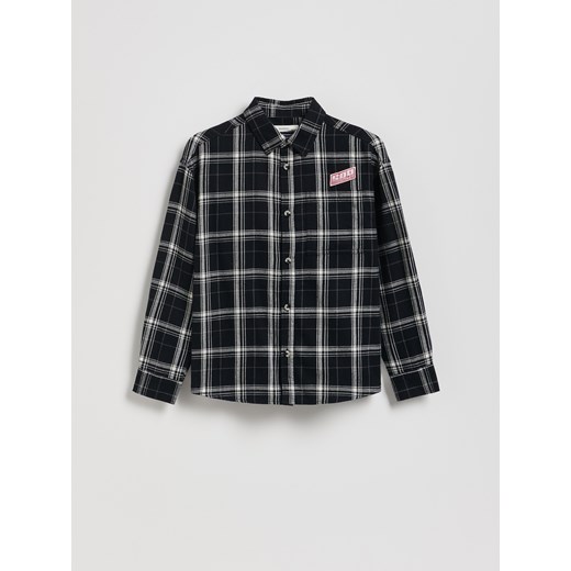 Reserved - Bawełniana koszula w kratę - czarny ze sklepu Reserved w kategorii Koszule chłopięce - zdjęcie 187382509