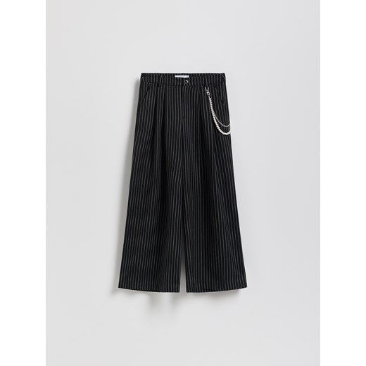 Reserved - Spodnie wide leg w paski - czarny ze sklepu Reserved w kategorii Spodnie dziewczęce - zdjęcie 187382536