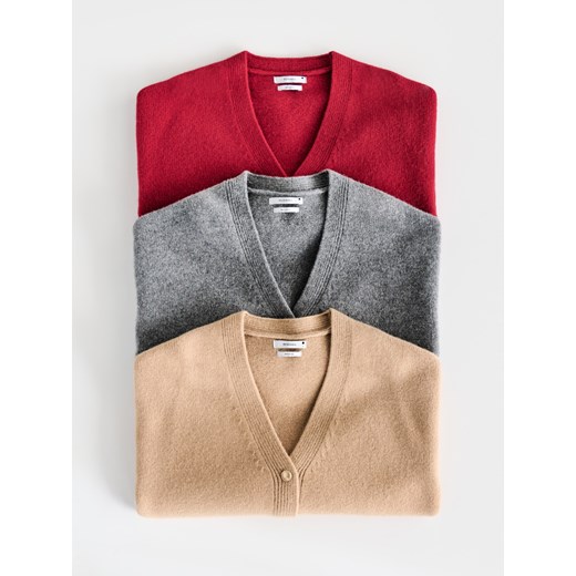 Reserved - Wełniany kardigan - brązowy ze sklepu Reserved w kategorii Swetry damskie - zdjęcie 187382685