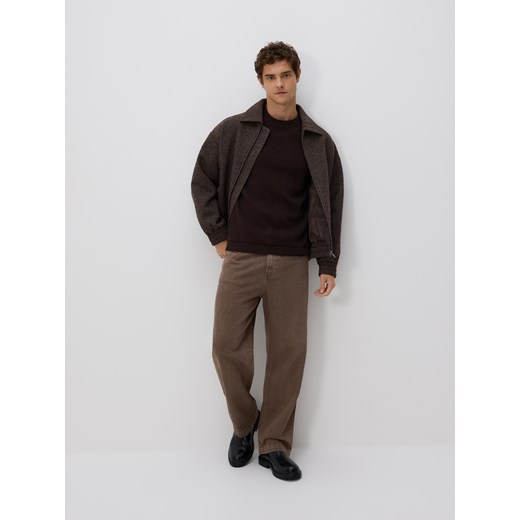 Reserved - Strukturalny sweter z bawełny - ciemnobrązowy Reserved XL Reserved