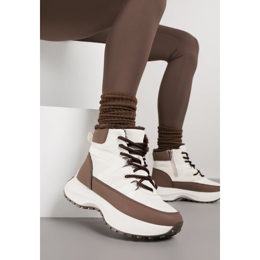 Beżowo-Brązowe Sportowe Śniegowce Chunky na Platformie Ishweda ze sklepu renee.pl w kategorii Śniegowce damskie - zdjęcie 187382879