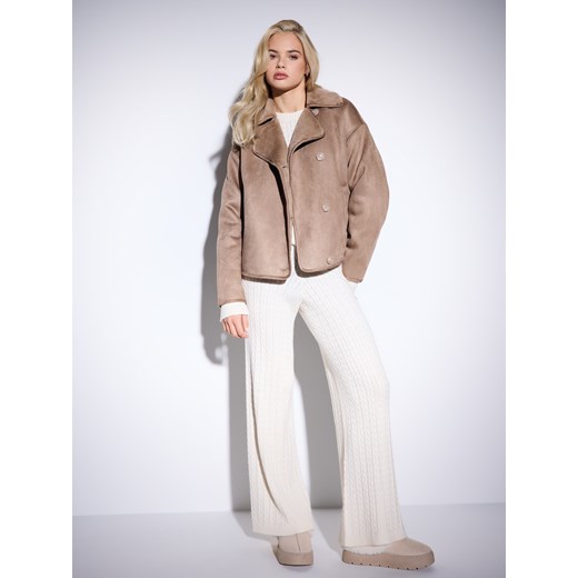 Mohito - Swetrowe spodnie - kremowy ze sklepu Mohito w kategorii Spodnie damskie - zdjęcie 187384367