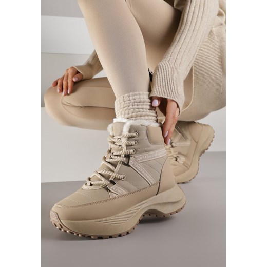 Ciemnobeżowe Sportowe Śniegowce Chunky na Platformie Ishweda ze sklepu renee.pl w kategorii Śniegowce damskie - zdjęcie 187384628