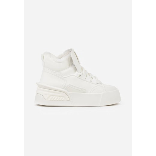 Białe Sneakersy z Ociepleniem na Platformie z Tłoczeniem Newedela Renee 36 renee.pl