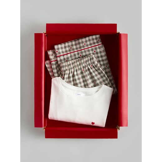 Reserved - Bawełniana piżama dwuczęściowa - zielony ze sklepu Reserved w kategorii Piżamy damskie - zdjęcie 187384665