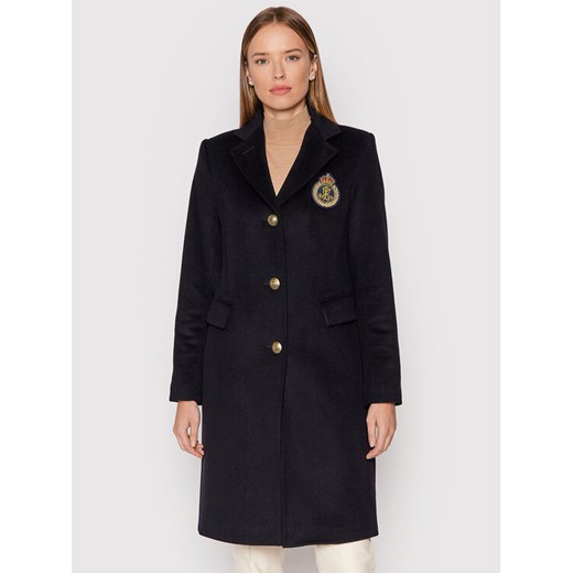 Lauren Ralph Lauren Płaszcz wełniany Sb Crest Patrch Wl Ct 297853841001 Granatowy Regular Fit ze sklepu MODIVO w kategorii Płaszcze damskie - zdjęcie 187385209