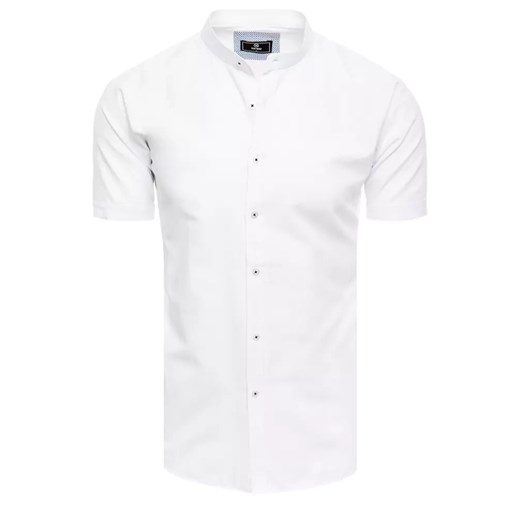 Koszula męska z krótkim rękawem biała Dstreet KX0998 ze sklepu DSTREET.PL w kategorii Koszule męskie - zdjęcie 187385846