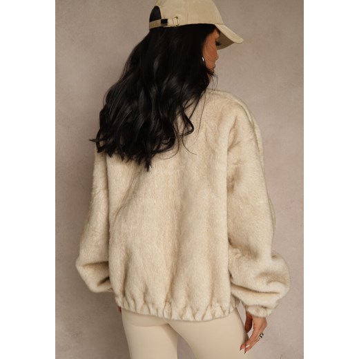 Beżowa Futrzana Kurtka Bomberka z Kieszeniami Tiwedela Renee S renee.pl