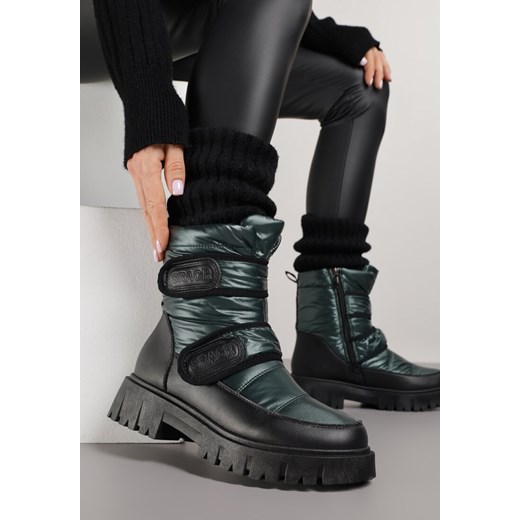 Ciemnozielone Śniegowce na Rzepy i Grubej Podeszwie Cashel ze sklepu renee.pl w kategorii Śniegowce damskie - zdjęcie 187385948