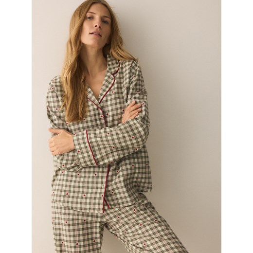 Reserved - Flanelowa piżama dwuczęściowa - zielony ze sklepu Reserved w kategorii Piżamy damskie - zdjęcie 187385956