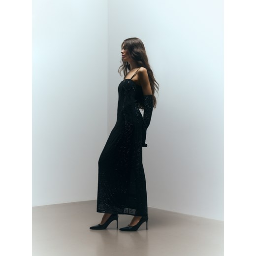 Reserved - Sukienka tuba z rękawiczkami - czarny ze sklepu Reserved w kategorii Sukienki - zdjęcie 187386028