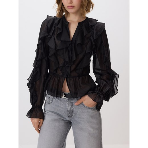 Reserved - Bluzka z lyocellem - czarny ze sklepu Reserved w kategorii Bluzki damskie - zdjęcie 187386108