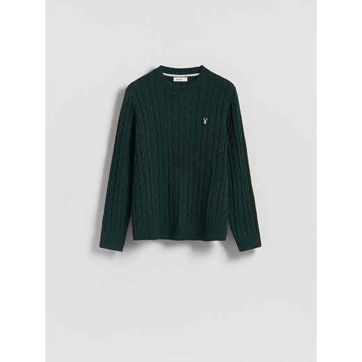 Reserved - Sweter ze świątecznym wzorem - ciemnozielony ze sklepu Reserved w kategorii Swetry męskie - zdjęcie 187386307