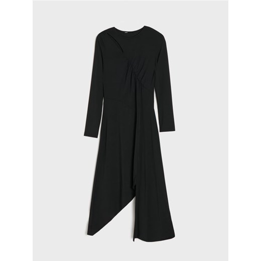 Sinsay - Sukienka midi z asymetrycznym dołem - czarny Sinsay XS Sinsay