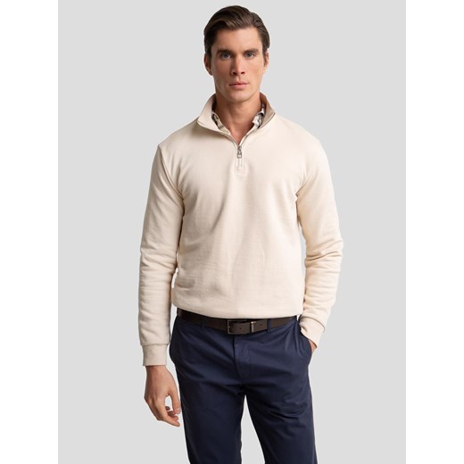 Bluza męska ze stójką kremowa Salih 103 ze sklepu Big Star w kategorii Bluzy męskie - zdjęcie 187387616
