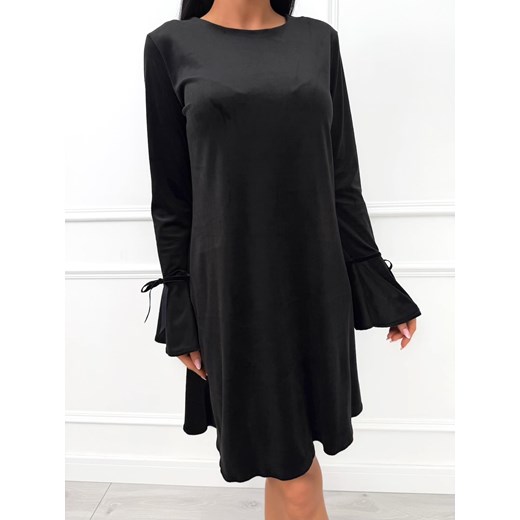 Czarna Trapezowa Sukienka ze sklepu ModnaKiecka.pl w kategorii Sukienki - zdjęcie 187387645