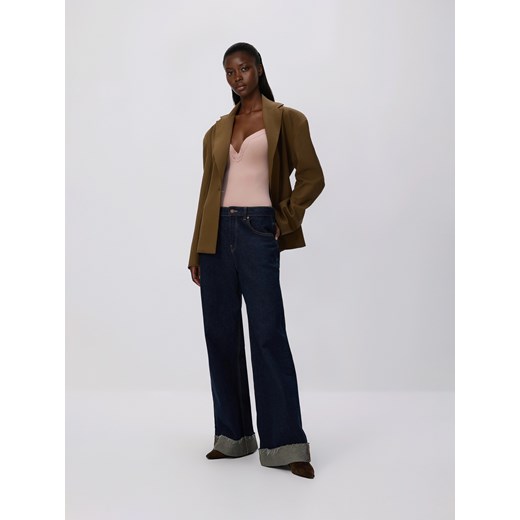 Reserved - Body z miseczkami push up - brudny róż ze sklepu Reserved w kategorii Body damskie - zdjęcie 187387776