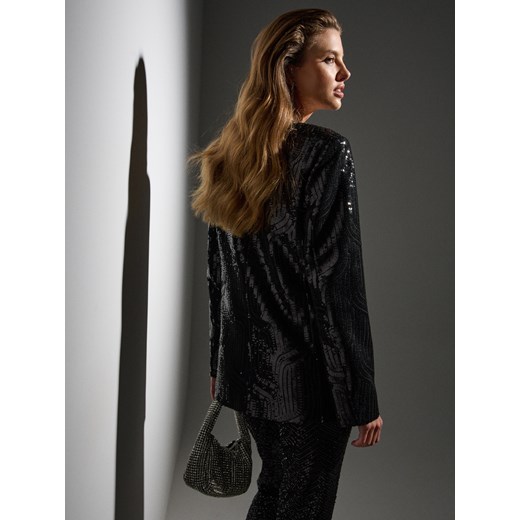 Sinsay - Żakiet z połyskującymi cekinami - czarny Sinsay XS Sinsay