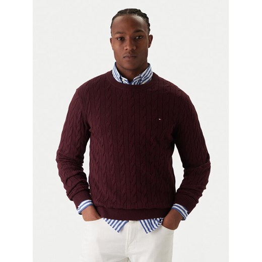 Tommy Hilfiger Sweter MW0MW33132 Bordowy Regular Fit ze sklepu MODIVO w kategorii Swetry męskie - zdjęcie 187388467