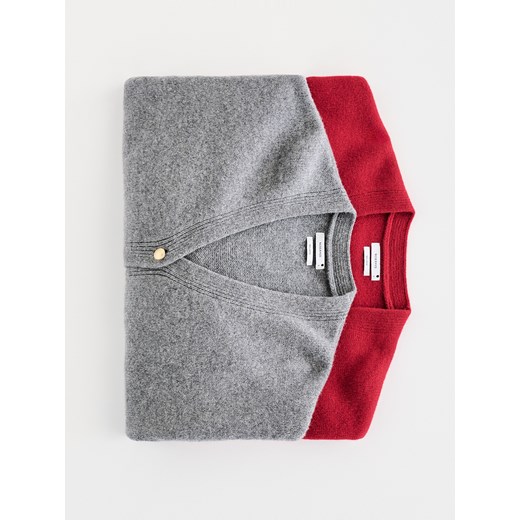 Reserved - Wełniany kardigan - szary ze sklepu Reserved w kategorii Swetry damskie - zdjęcie 187388787