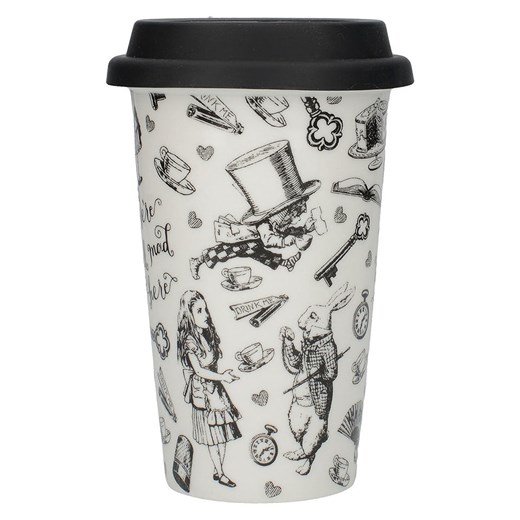 Mikasa Kubek &quot;Alice in Wonderland&quot; w kolorze biało-czarnym do kawy - 350 ml ze sklepu Limango Polska w kategorii Kubki - zdjęcie 187389515