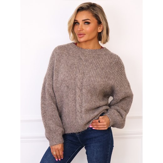 SWETER OVERSIZE Z WARKOCZOWYM SPLOTEM Z PRZODU- FANGO ze sklepu olika.com.pl w kategorii Swetry damskie - zdjęcie 187389665
