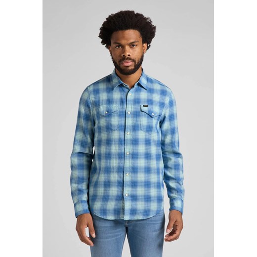 LEE CLEAN REG WESTERN MĘSKA KOSZULA W KRATĘ DŁUGI RĘKAW LOGO MINT BLUE L66ROAUD Lee 5XL promocja YouNeedit.pl