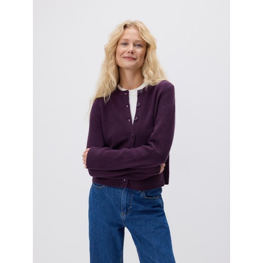 Reserved - Wełniany kardigan - ciemnofioletowy ze sklepu Reserved w kategorii Swetry damskie - zdjęcie 187390479