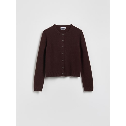 Reserved - Wełniany kardigan - ciemnobrązowy ze sklepu Reserved w kategorii Swetry damskie - zdjęcie 187390487
