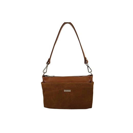 Pojemna torebka listonoszka ze skóry i zamszu - Brązowa jasna ze sklepu Barberinis w kategorii Listonoszki - zdjęcie 187390567