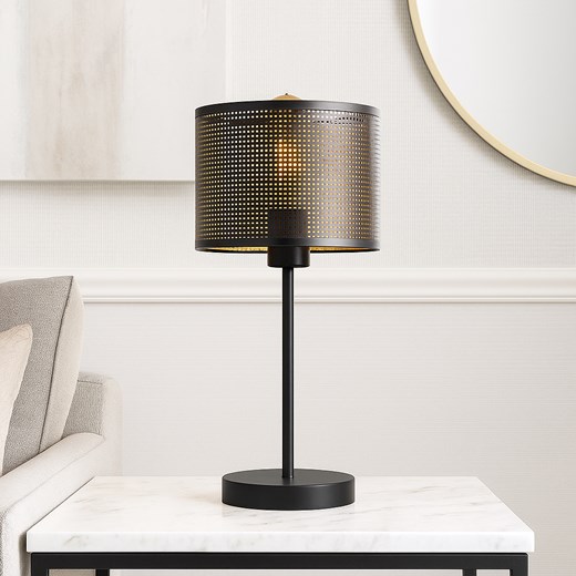 Czarna lampka nocna NICEA AŻUR z prześwitującym abażurem ze sklepu Lysne w kategorii Lampy stołowe - zdjęcie 187390607