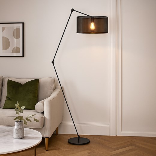 Czarna lampa podłogowa na ruchomym ramieniu BARI AŻUR ze sklepu Lysne w kategorii Lampy podłogowe - zdjęcie 187390616